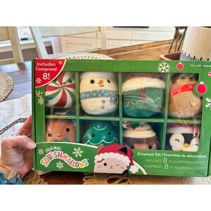 Original Squishmallows 8 Piece Ornament‎ Holiday Christmas Plush Set 4 Inches